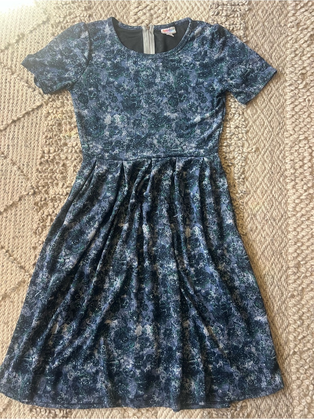 LuLaRoe Navy Teal Floral Midi Dress